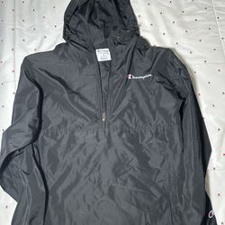 Champion Packable Black Stadium Gear Windbreaker Rain Jacket Medium M