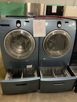 Samsung front load washer and dryer set with pedestal working perfectly