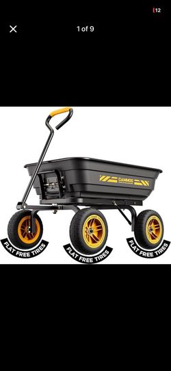 10-in NO-FLAT TIRES 600lb Heavy-Duty Garden Dump Cart