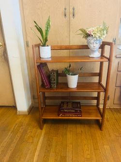 Wood Book / Curio Stand 3 shelves foldable 35”height x Width 28”