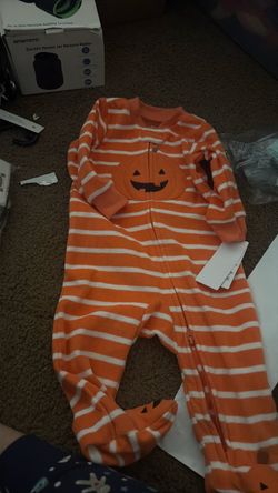 Baby Halloween Pumpkin Footed Pajama Onesie