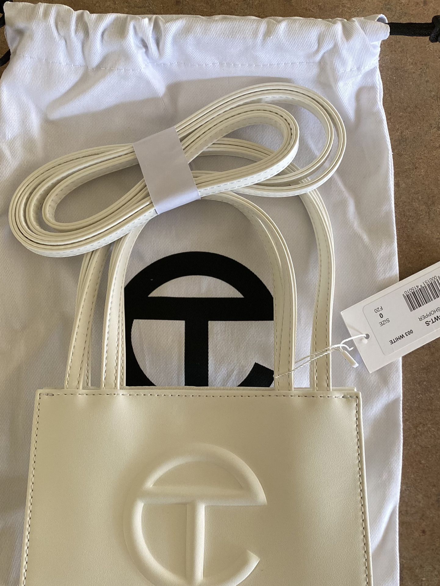 White Telfar small shopping bag