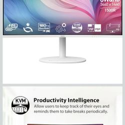 msi Modern MD342CQPW 34in VA 3440 x 1440(UWQHD) Computer Monitor, 120Hz, 1800 Curved, Adaptive-Sync, HDMI, DP, USBC 98W Power Delivery, KVM, Height Ad