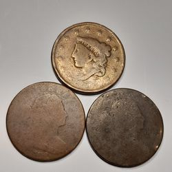 ×3 - U.S Early Date Large Copper Cents. (See Description)