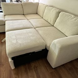 City Furniture Blakely White Fabric Small Left Bumper Sleeper Sectional