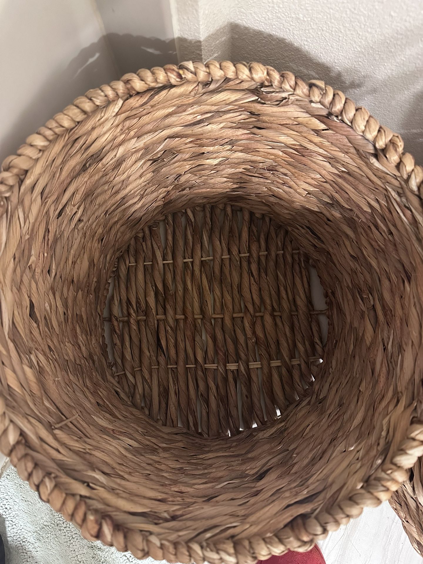 Moving Sale- Set of 2 Woven Storage Baskets – Boho Decor – $30