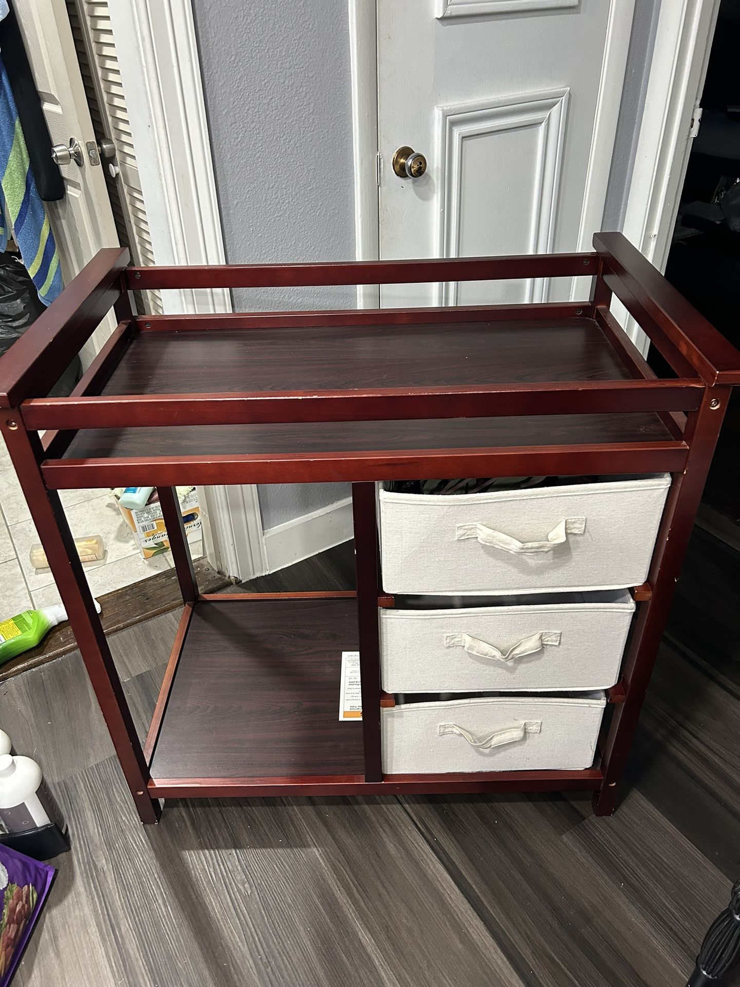 Modern Baby Changing Table W/Hamper 
