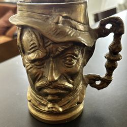 Vintage Civil War Soldier Commemorative Metal Bust Beer Stein