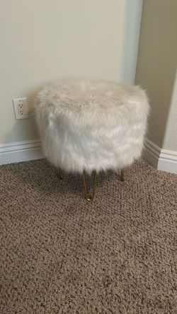 Faux Fur Ottoman Cream Color