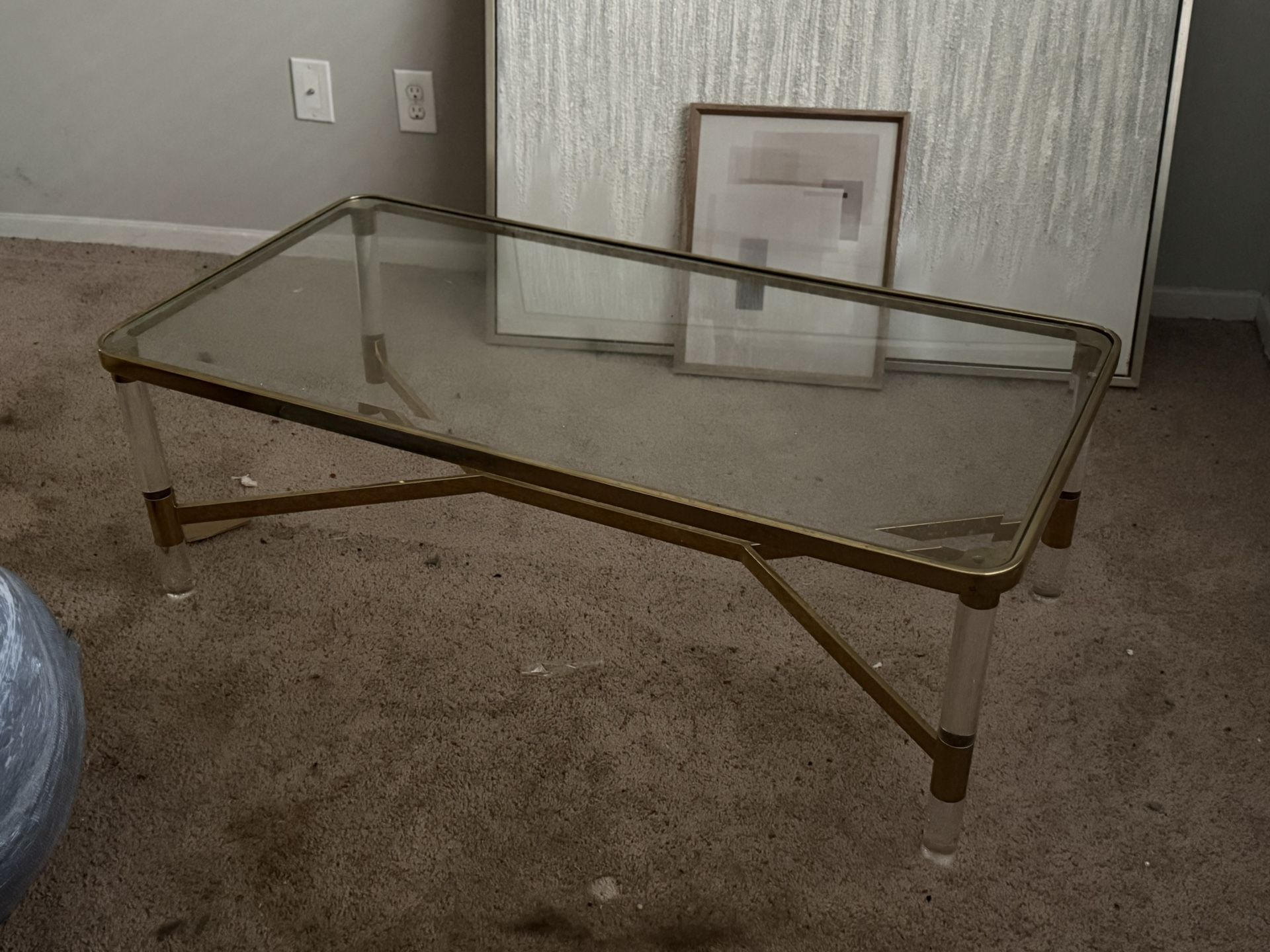 Gold And Acrylic Coffee Table