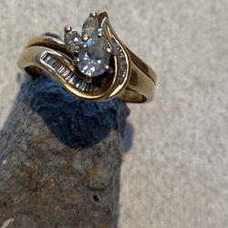 Estate Half Carat Diamond Wedding Ring 14 K Gold Size 7