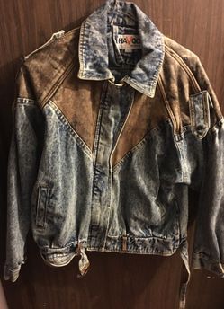 Jean jacket with leather size large