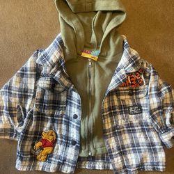 Winnie The Pooh Hooded Zip Up Flannel 