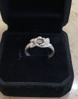 Vintage Solid Sterling Beautiful Rose Ring, Size 6 - 6-1/4