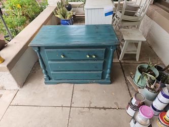 Antique Hardwood Dresser Tourquise