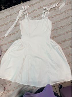 White dress with bow straps
