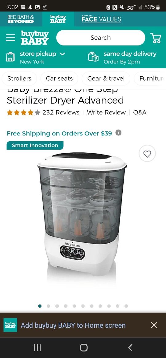 New! One Stepâ„¢ Baby Bottle Sterilizer And Dryer