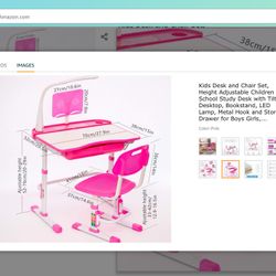 Pink And White Adjustable Desk 