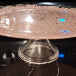 Glass Cake Stand - Pink Chantilly Underlay