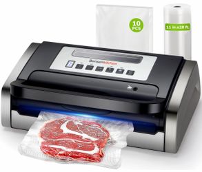 Bonsenkitchen Vacuum Sealer with Easy Handle Design,1 Bag Roll & 10 Bags