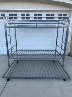 Twin Size Bunk Bed Frame with Trundle bed 