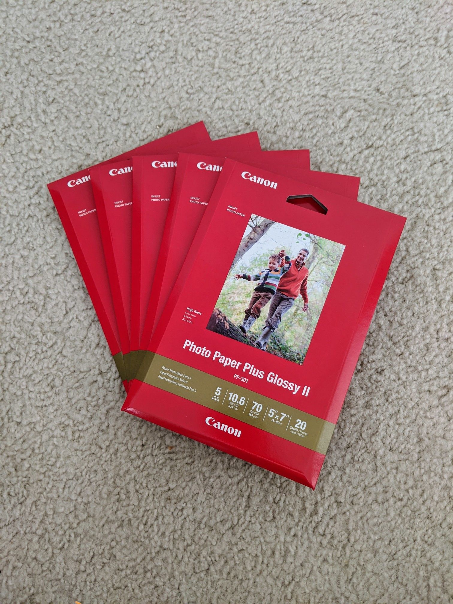 Canon Photo Paper Plus Glossy II, 5X7 inches, 20 Sheet per pack, 5-Packs