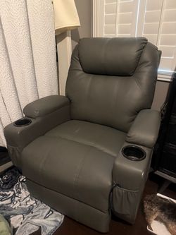 Gray Faux Leather Recliner