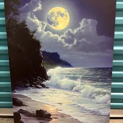 Moonlight Coastal Night. 24” X 36”