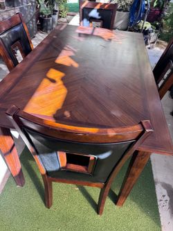 Wood Dining Table with 4 Chairs