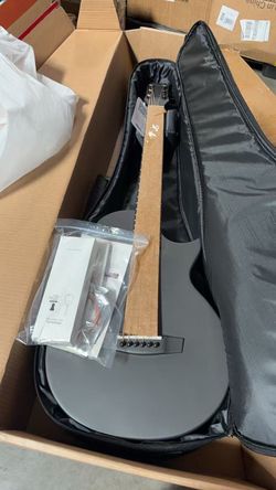 Enya Nova Go Carbon Fiber Acoustic Guitar 1/2 Size Beginner Adult Travel Acustica Guitarra w/Starter Bundle Kit of Colorful Gift Packaging, Acoustic G