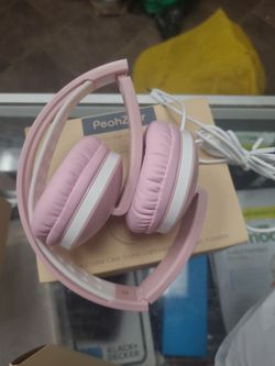 PeohZarr Pink On-Ear Wired Headphones