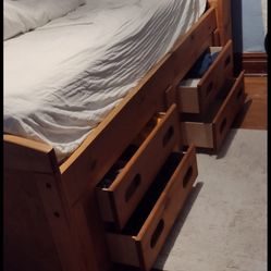 Full size bed with drawers