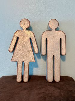 Metal Man & Woman Signs Decor