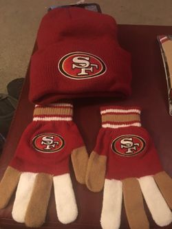 San Francisco 49ers glove and hat set