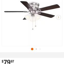 Hampton Bay Clarkston || 44 in. LED Indoor Brushed Nickel Ceiling Fan $55