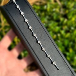 Jewelry .925 sterling silver bone bracelet natural diamonds 0.40CTW 7.50” 6.00mm 13.00g