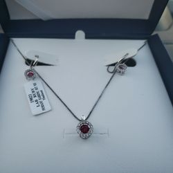 Ruby Pendant And Earrings