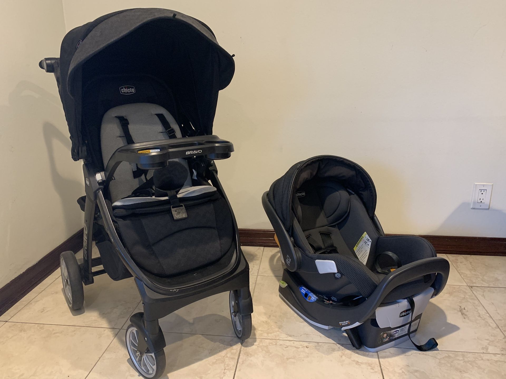 Chicco Bravo Premium Travel System | Car Seat Kids Baby Stroller Infant Toddler