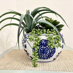 Chinoiserie Style Ceramic Faux Plant