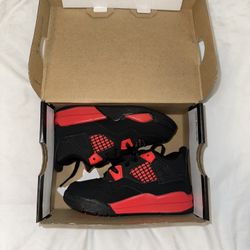 Kids Jordan 4 Retro Black And Red