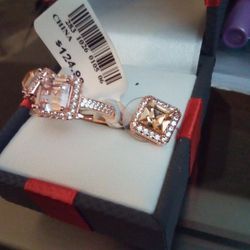 Champagne Saph Ring & Earrings 