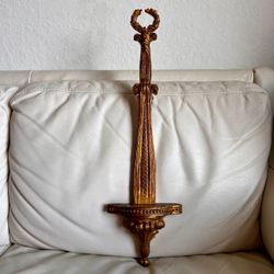 Neoclassical Plate Holder 24” Gold Decorative Hanging Wall Decor Vintage Style