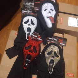 Ghost Face Masks !! Scream Wassup x Devil Face Bling x Easter Unltd Collectible x Scream VI Aged Deluxe Halloween Masks