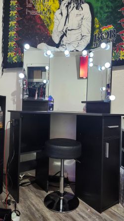 Black Corner Vanity with seat