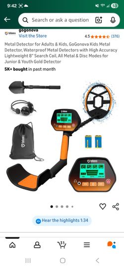 Metal Detector for Adults & Kids, GoGonova Kids Metal Detector, Waterproof Metal Detectors with High Accuracy Lightweight 8" Search Coil, All Metal & 