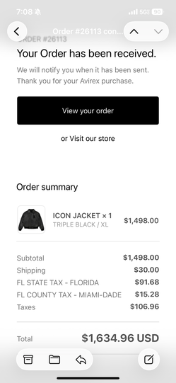 Avirex Jacket Blackout XL men’s