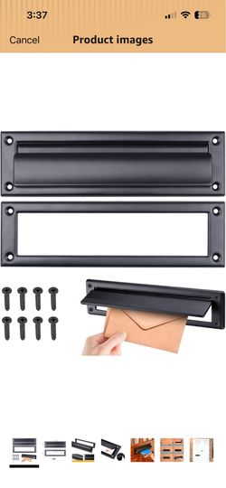 13-Inch Stainless Steel Mail Slot for Front Door – Includes Cover & Mounting Screws, Black (13" x 3.7"), 1 Pack