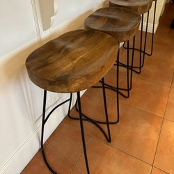 Wooden And Metal Bar Stools 