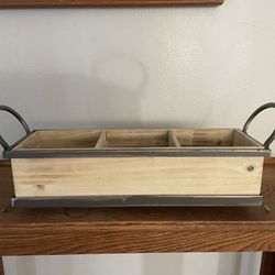 Wood Box With  Metal Caddy 
