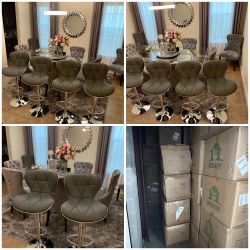 🔥 Modern Shell Bar Stools – Brand New! 🔥 ✨ Gray, Adjustable, 360° Swivel – $69 Each ✨ Bar Chairs Barstools 